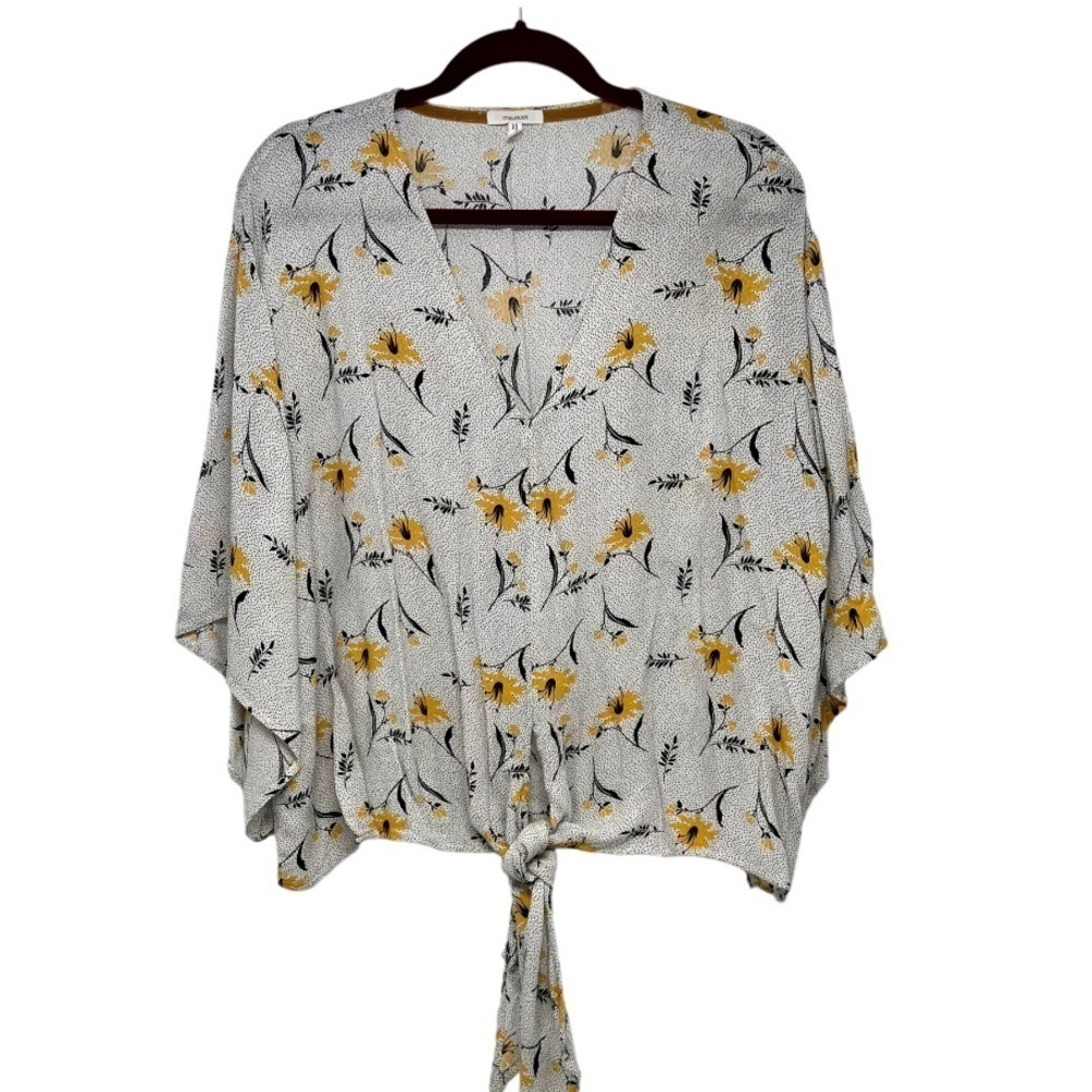 Maurice’s Floral V NeckTie Waist 3/4 Sleeve Top Women’s 0X - Picture 2 of 10